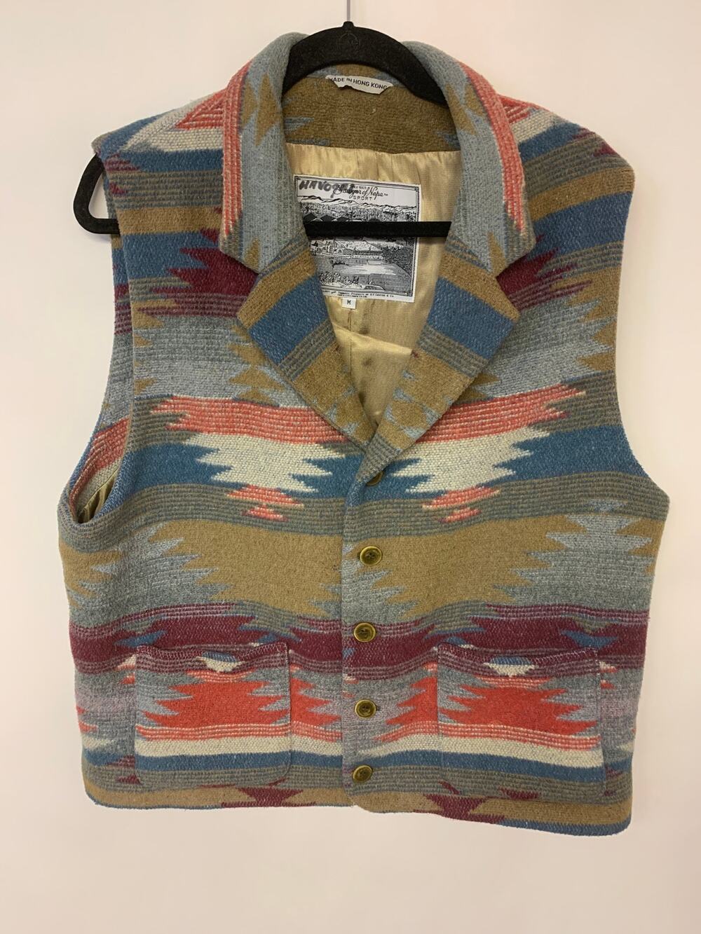 Sawyer of Napa Vintage Southwest Blanket Vest Aztec Geometric Mens SZ M